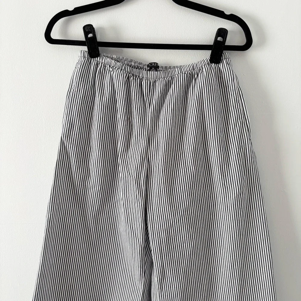 J. Crew Cosmo Pant in Oxford Stripe Pull-On Wide Leg Ankle Pant Pinstripe - Picture 3 of 6